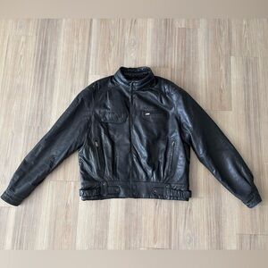 VTG Sergio Valente Leather Jacket Brown Moto Mens 44/XL Bomber Fighter Pilot